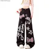 Sanrio Hello Kitty Bow Cartoon Graffiti Printed Fashion Jeans Women's Autumn Winter New Loose Wide Leg Pants Straight Trousers 2