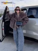 Brown Big Lapel Faux Fur Fury Women's Coats Fluffy Long Sleeved Thick Warm Fury Jackets 2024 Winter Lady Casual Street Outwear 4