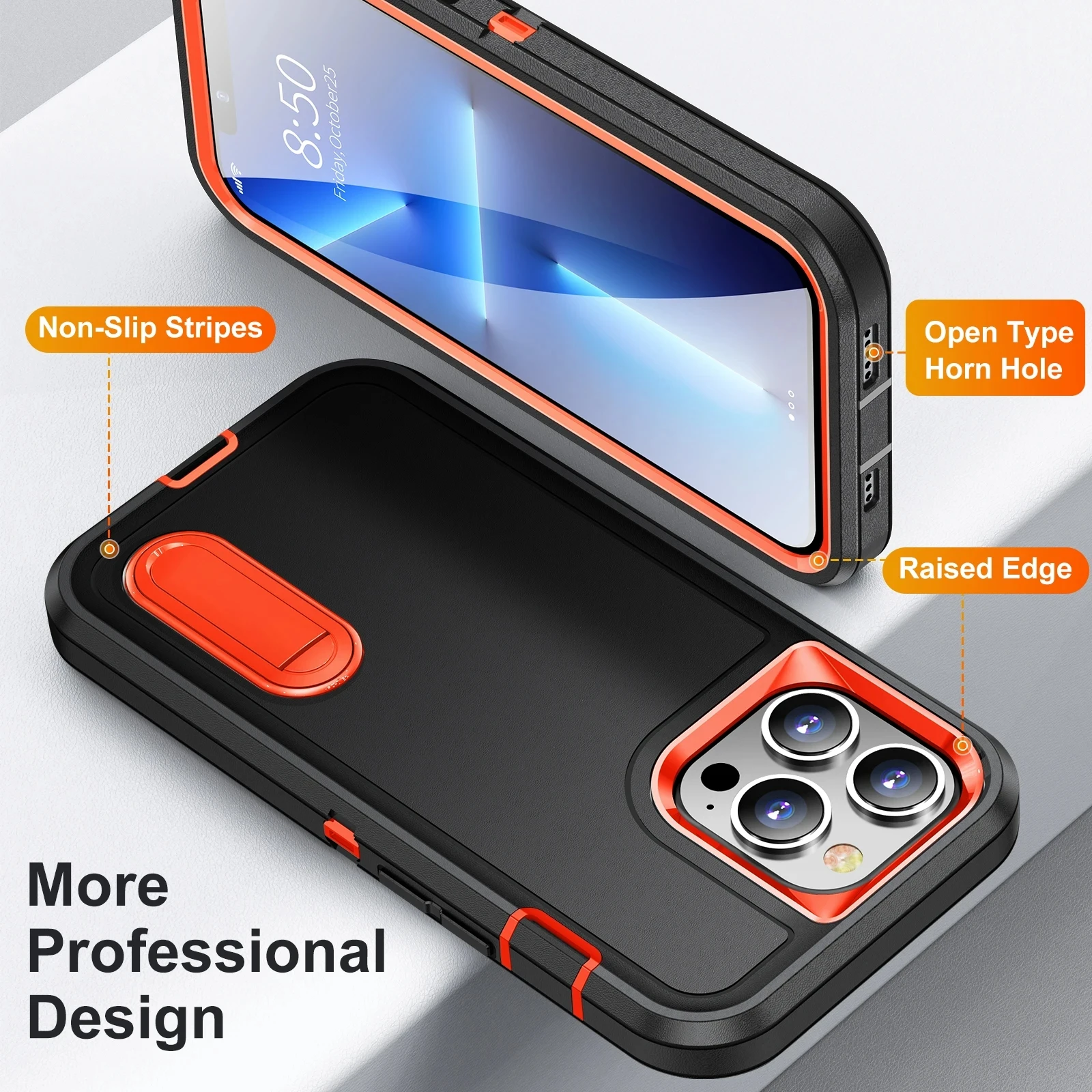 3IN1 For iPhone 16 15 13 12 11 14 Pro Max  X XR XS SE 8 7 Plus Heavy Duty Shockproof Armor Kickstand dustproof Phone Case view 4