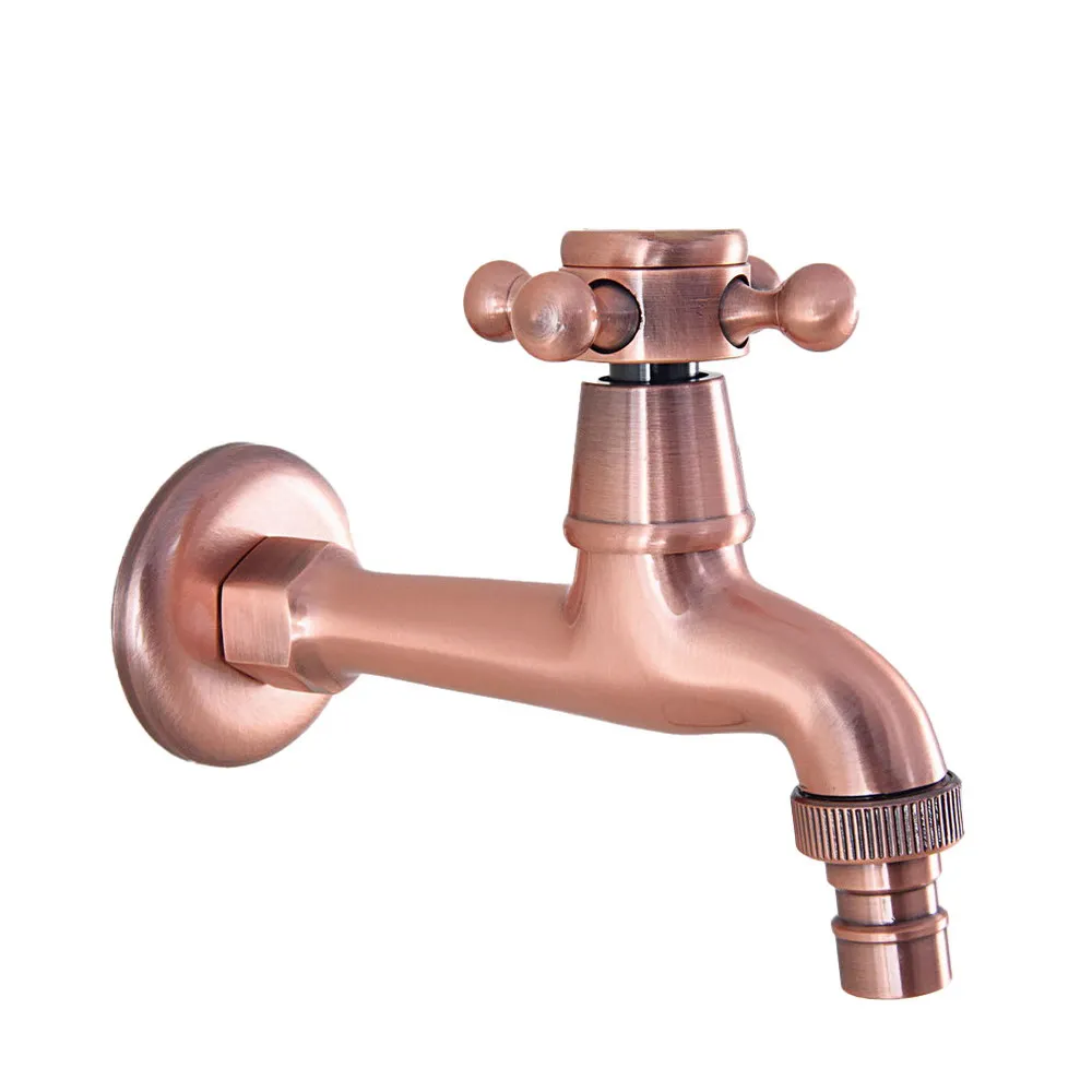 Antique Red Copper  wall mounted Laundry bathroom Washing Machine Faucet Water Tap Lav323