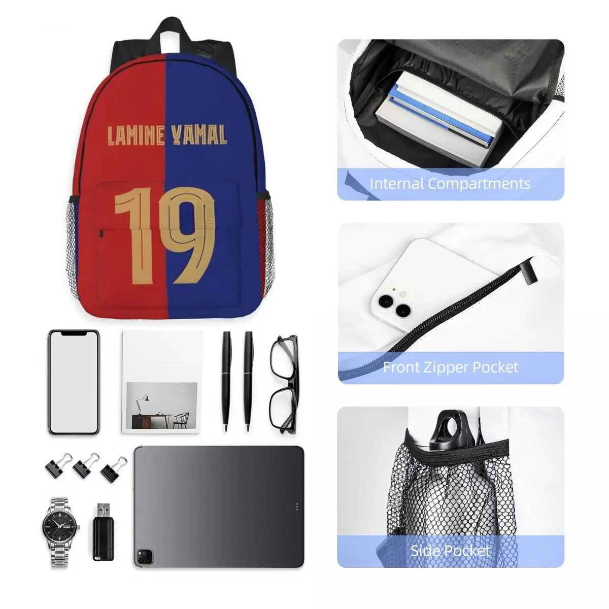 Custom Lamine Yamal Num 19 Backpacks Boys Girls Bookbag Casual Children School Bags Laptop Rucksack Shoulder Bag Large Capacity 5
