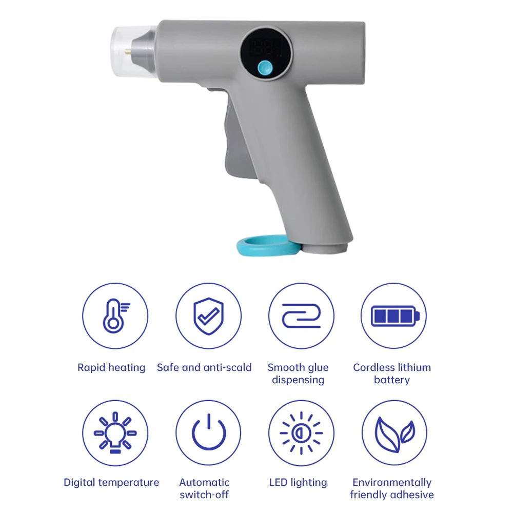Hot melt glue gun hot glue gun 25W digital display wireless electric hot melt glue gun with 22pcs stick