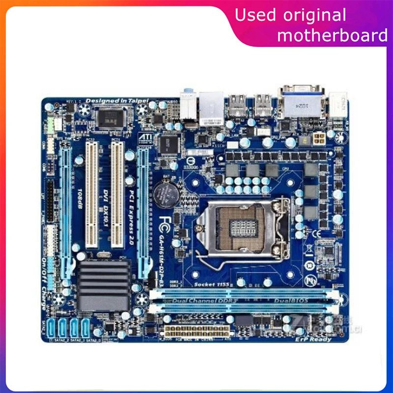 Usato Lga 1155 Per Computer Intel H61 Ga-H61M-D2P-B3 H61M-D2P-B3 Scheda Madre Usb2.0 Sata2 Scheda Madre Desktop Ddr3 16G