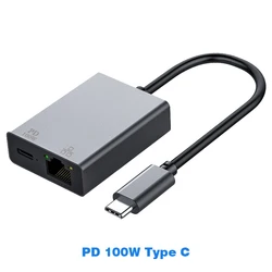 High-Speed USB-C to Ethernet 2.5 Gigabit Adapter with 100W PD Charging - 1000Mbps (Type C PD100W Grey)