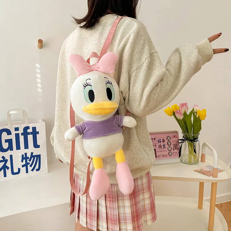 35cm Disney Kawaii Donald Duck Daisy Doll Plush Bags Cartoon school bag Girl Soft Stuffed Plushie Shoulder Bag Kids Girls Gifts