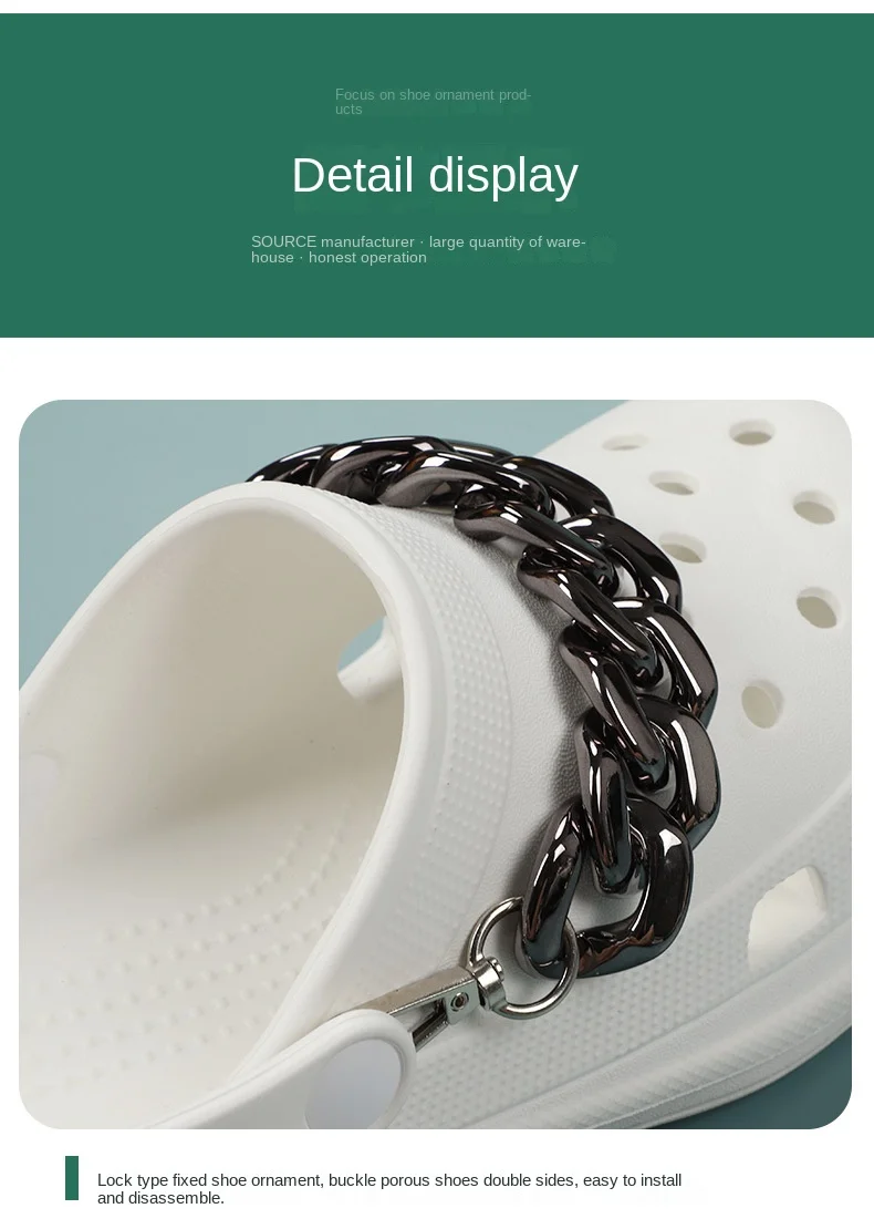 Ketten Schuh Dekoration DIY Abnehmbare für Wiederverwendung Turnschuhe Luxus Marke Charms Frauen Designer Schuhe Charms Zubehör – Detail 7