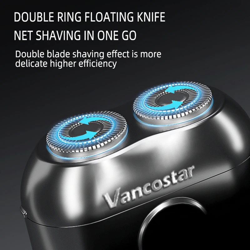 휴대용 미니 3D 듀얼 헤드 전기 면도기, 플로팅 나이프, C 타입 충전식, 더블 헤드, 방수 여행용 면도기