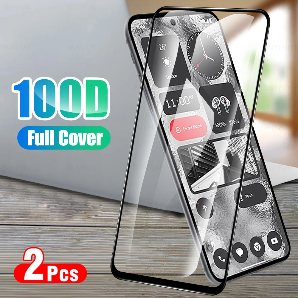 2Pcs Full Screen Protector For Nothing Phone (2) HD Black sealing edge