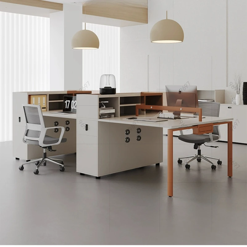 Simplicity Combination Office Desks Staff Computer Card Position Employee Office Desks Bureau Meuble Working Equipment QF50OD simple and modern office desk for staff 4 people screen designer clerk telemarketer six employees 2 card seat table and