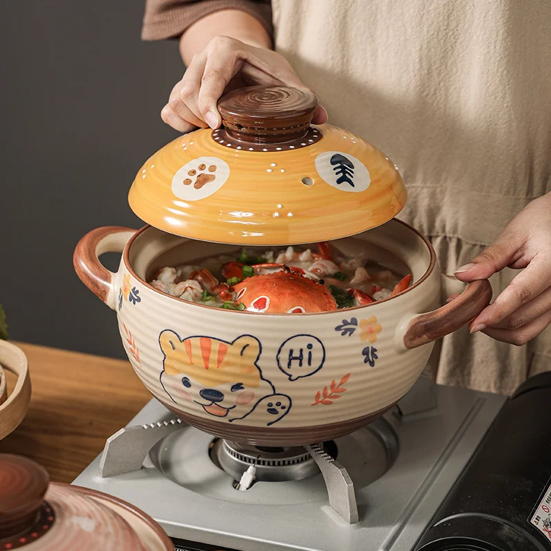 HEMOTON Pentola In Ceramica Coreana – Casseruola Con Coperchio Per Zuppe E Stufati – 21 Cm – Adatta A Tutti I Fuochi - 5