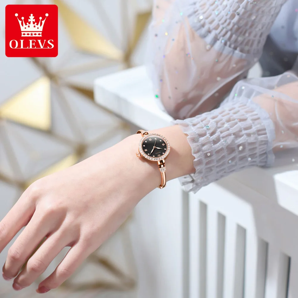 OLEVS 5585 Bracelet Quartz Watch for Women Ultra Thin Luxury Waterproof Wristwatch Diamond Dial Top Brand Female Watches Gifts