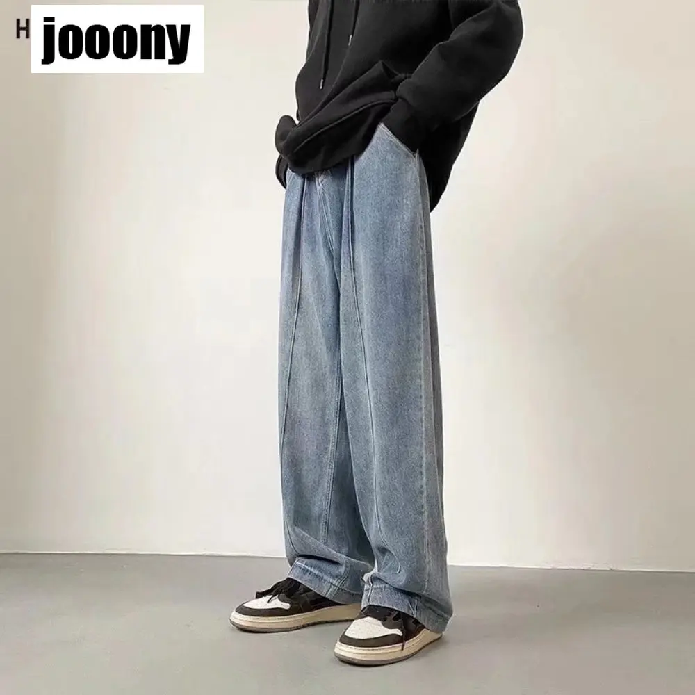 

2022 New Spring Autumn Wide-leg Jeans Mens Fashion Streetwear Loose Hip-hop StraightDenim Trousers Casual Korean retro Jeans Men
