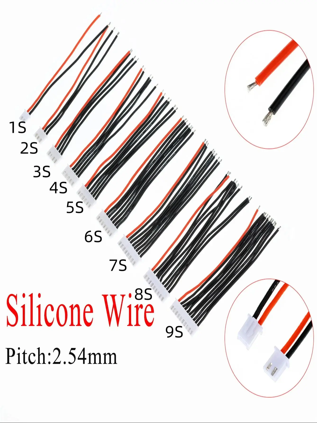 5pcs/lot JST-XH Silicone Wire 22AWG1/2/3/4/5/9S Lipo Balance Wire Extension Charged Cable Lead Cord for RC Lipo Battery charger