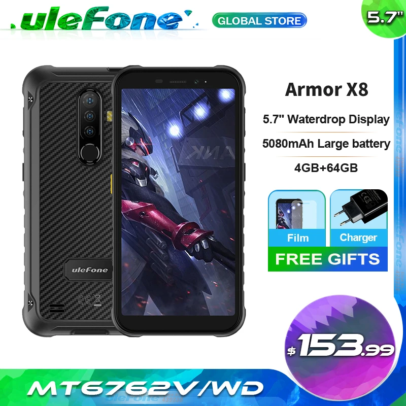recommended cell phone for gaming Ulefone Armor X8 Android10 5.7-inch Cell Phone 4GB RAM + 64GB ROM Octa-core NFC Mobile Phone 4G Waterproof Rugged  Смартфоны upcoming google phone