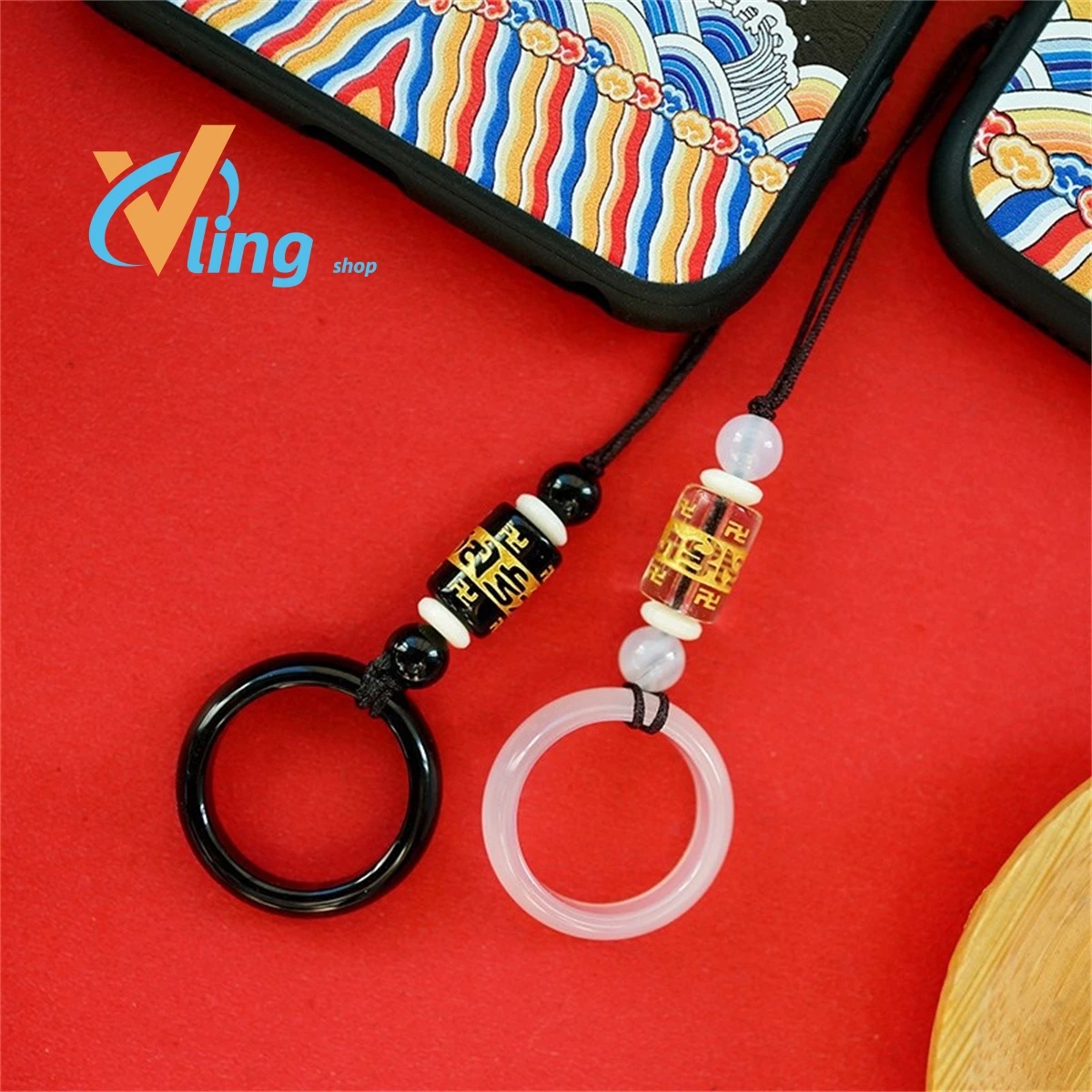 Mobile Phone Chain Manufacturer Wholesale Agate Ring   Chalcedony  Simple Versatile Charm Fashion   Buckle Pendant Bag Hanging