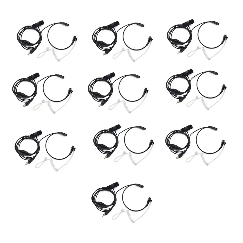 10PCS Air Tube Throat Earpiece Finger PTT Mic Headset for ICOM IC-A4 IC-A5 IC-A110 IC-V80 IC-V8 Vertex VX-200 Maxon SL25 Radio