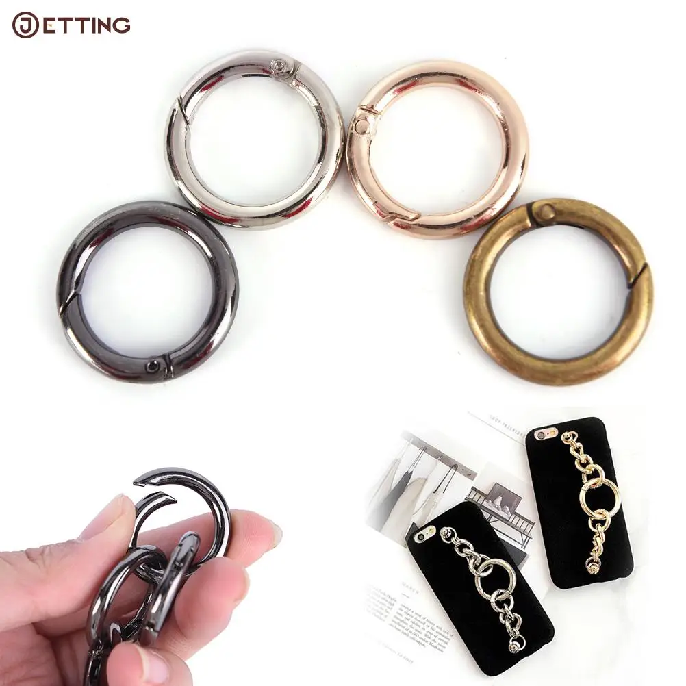 10Pcs/Bag Spring Alloy Round Ring Openable Keyring Leather Bag Belt Strap Chain Buckle DIY Snap Clasp Accessories 20pcs 38mm metal oval spring o ring buckles openable keyring dog snap trigger clasp clip bag belt leather craft diy bag parts