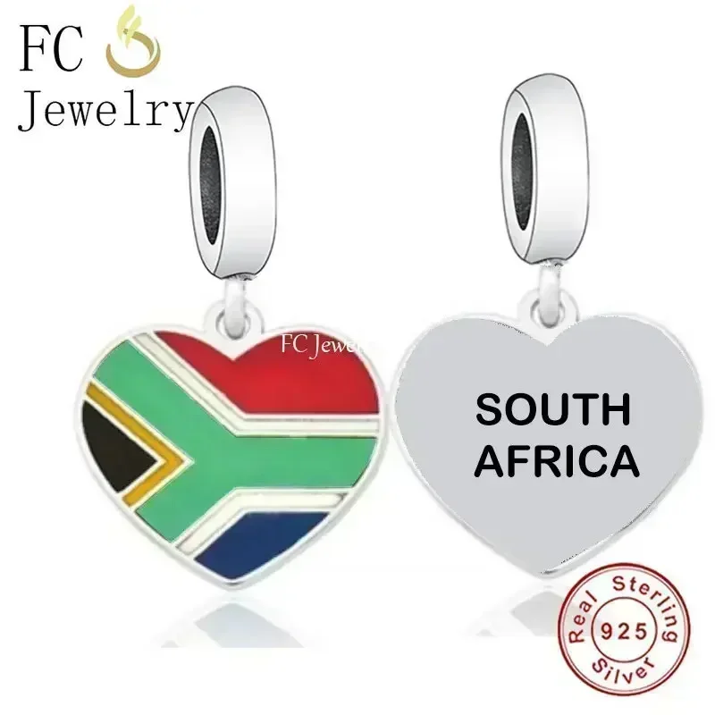 FC Jewelry Fit Original Charm Bracelet 100% 925 Sterling Silver Yellow Blue Red COLOMBIA Flag Map Bead For Making Women Berloque 4