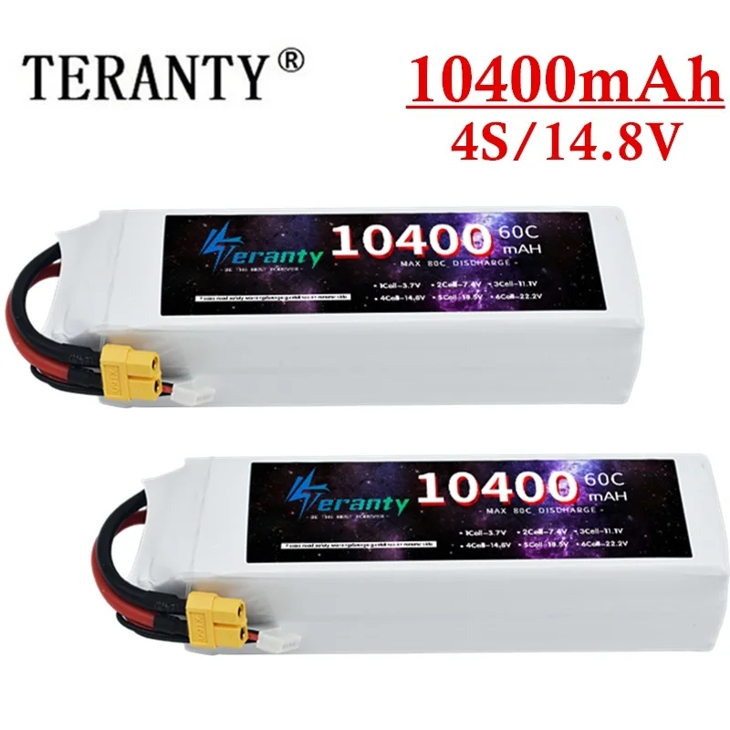 Batterie Lipo 4S 60C RC 24.com, 10400mAh, 14.8V, pour voiture, bateau, hélicoptère, avion, camion, truggy, avec prise deans count60/count90