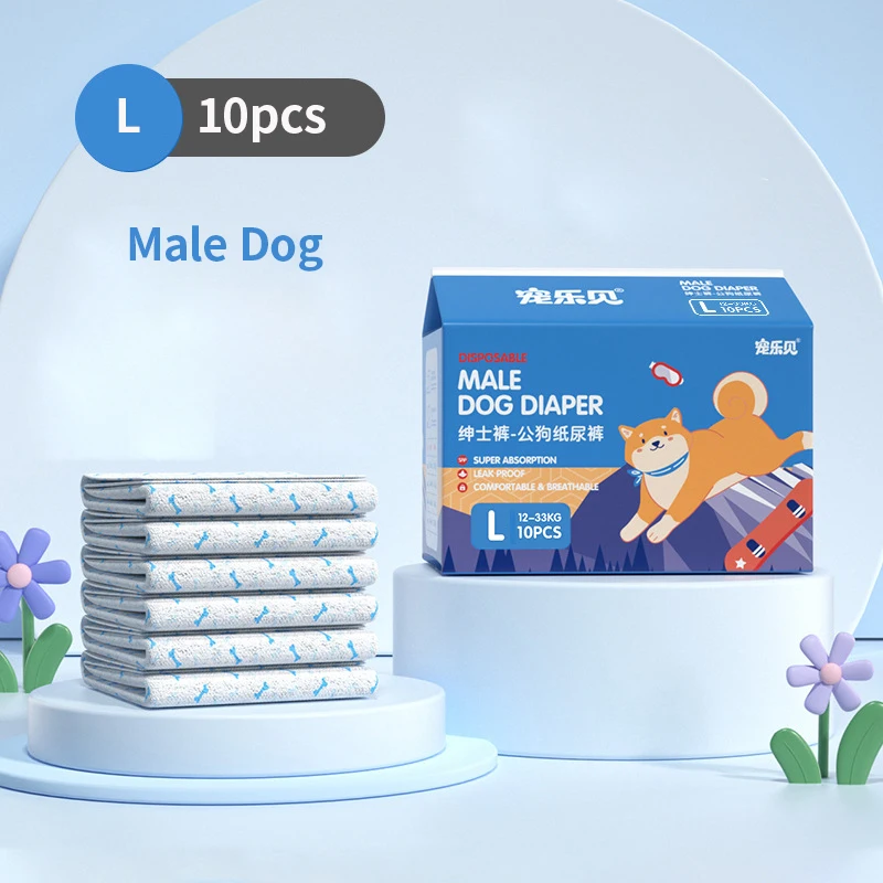 10-Pack Disposable Dog Diaper Pants - Adjustable, Leakproof, Breathable, and Safe