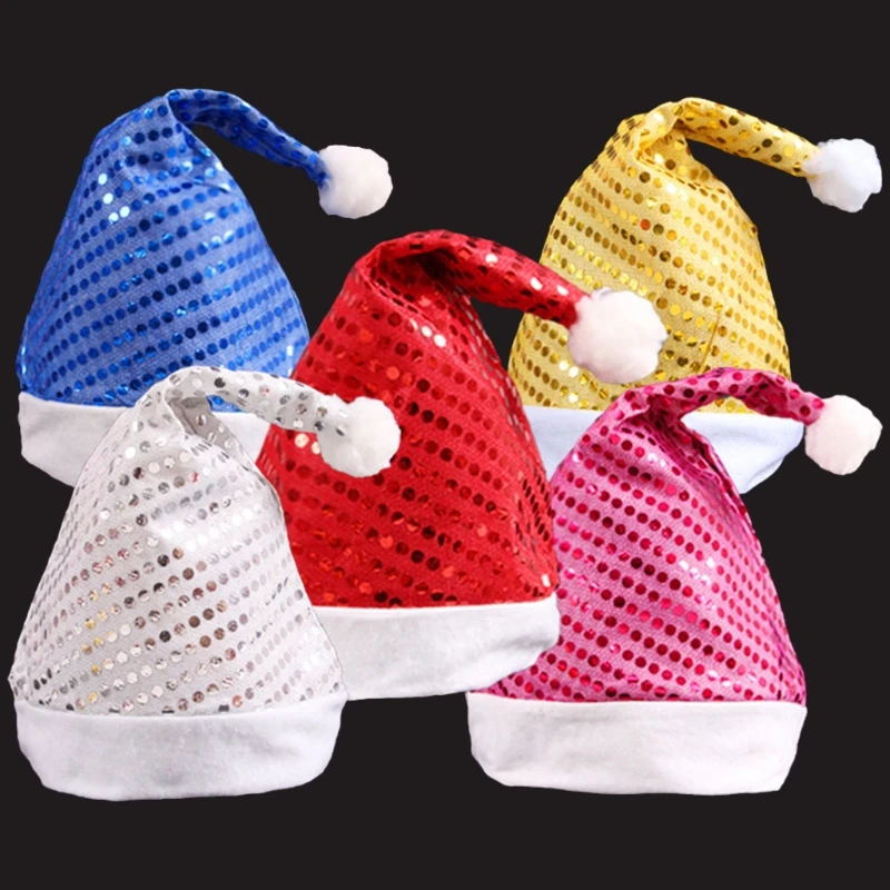 New Christmas Sequin Hat Holiday Glitter Santa for Christmas New Year Festive Holiday Adults Kids Party Supplies
