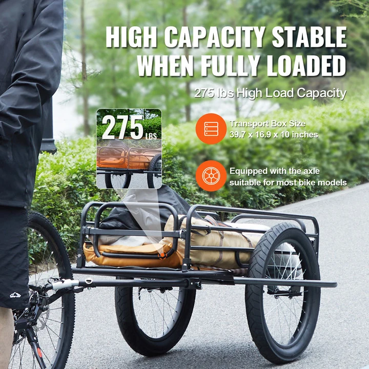 275 lbs Foldable Bike Cargo Trailer with Hitch