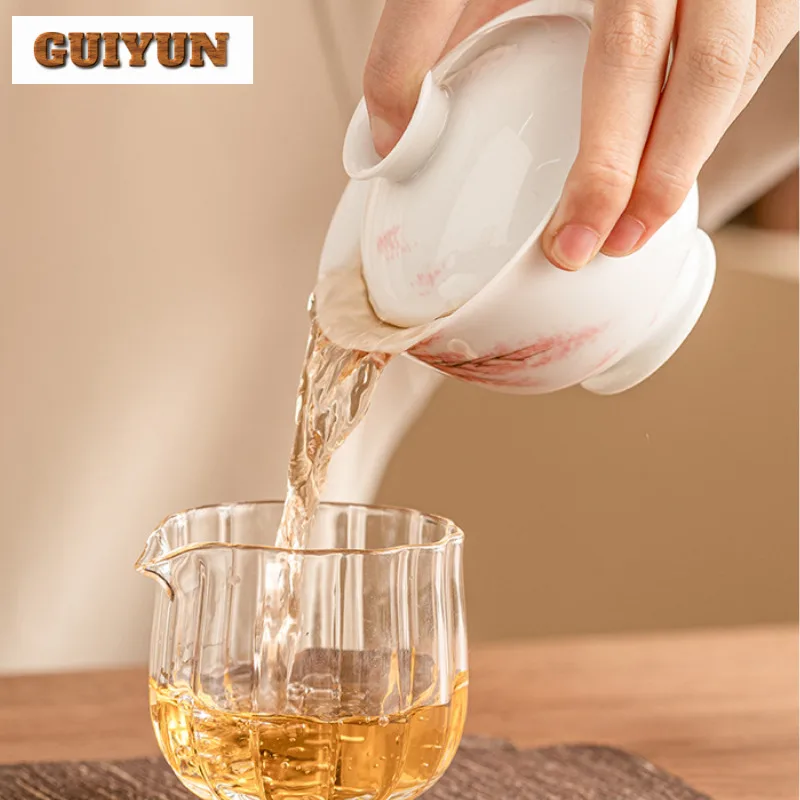110ml Boutique Hand Drawn Cherry Blossom Gaiwan Ancient Tea Tureen Tea Bowl with Lid Kit Brewing Cover Bowl Cafes Ornaments