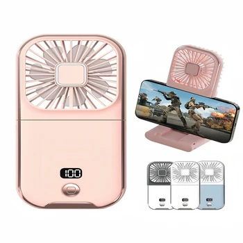 미니 휴대용 야외 손 선풍기 걸이식 목 선풍기, USB 충전, 3000mAh 배터리 전원, 180 ° 접이식 무선 테이블, 공기 냉각 선풍기