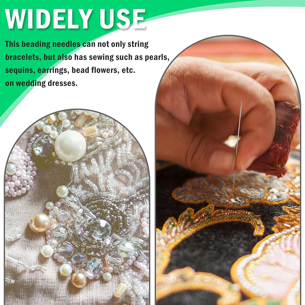 50 Stück gerade Perlen nadeln 55mm Rocailles Nadeln mit Nadel flasche & Nadel einfädler Perlen nadeln für die Schmuck herstellung – Detail 4