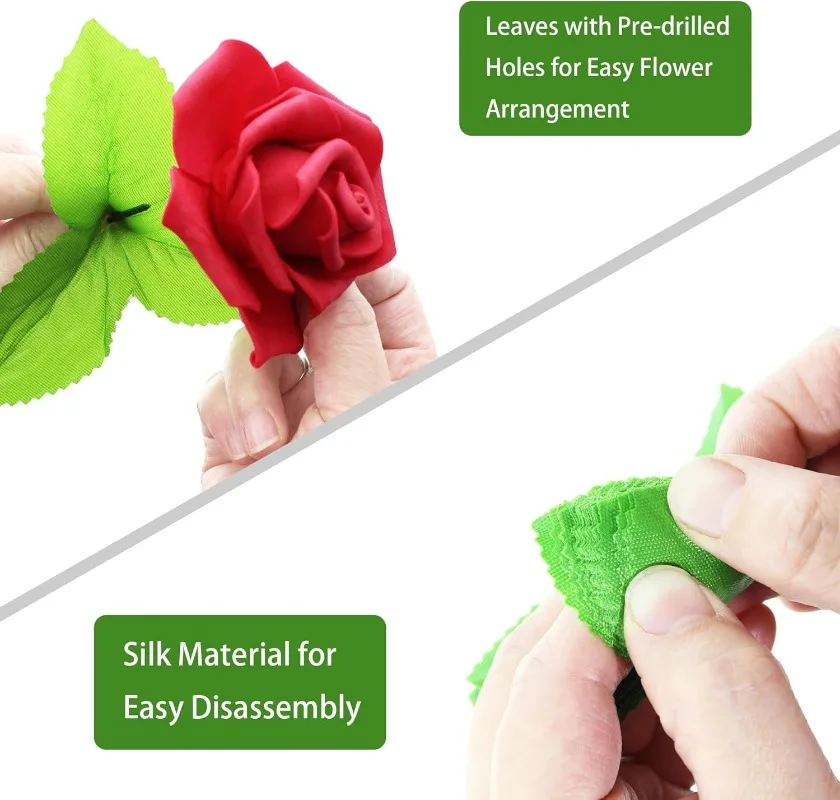 Silk Artificial Leaves DIY Mosaic Wedding Home Decor Realistic Faux Greenery for Wreath Scissors Rose Leaf Bulk Craft Supplies