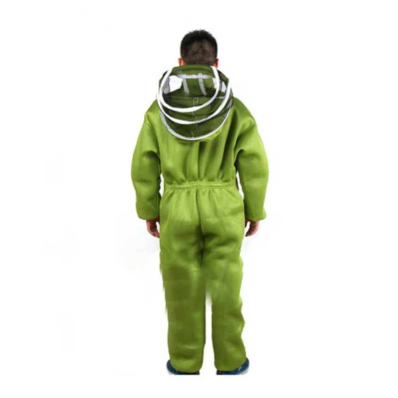 New Professional Ventilated Full Body Beekeeping Bee Keeping Suit with Leather Gloves Green Color Child Beekeeping Protective