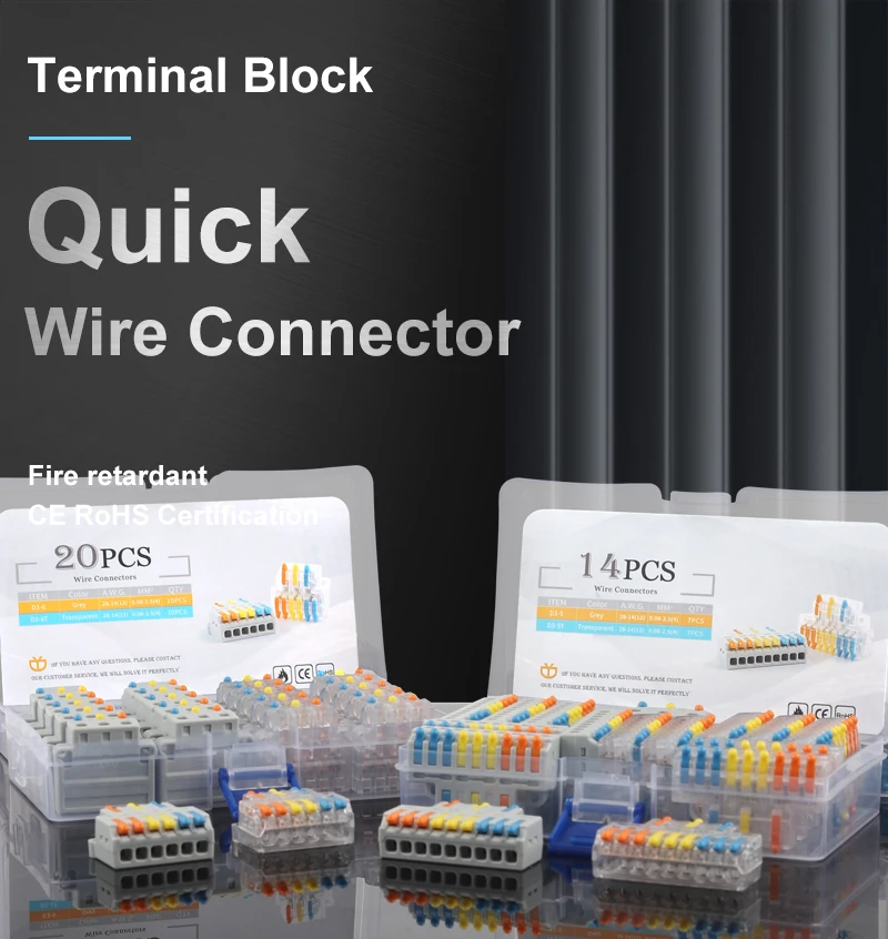 Mit Hebel 3 in 6/9 Out Spleißdrahtanschlüsse für Mini Compact Leiter AWG 28-12 Schnellkabel Elektrischer Anschlussklemme – Detail 1