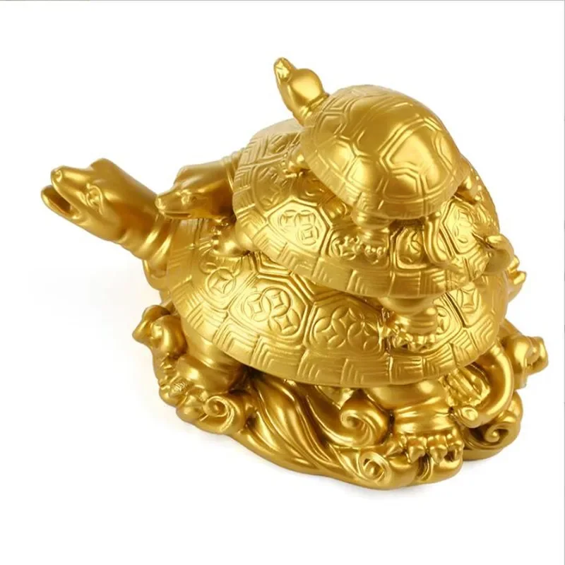 4"L X 2.5" W X 3"H Feng Shui Three Tier Tortoise ( Three Generation Turtle) Statue Home Decor for Healthy andLongevity 3