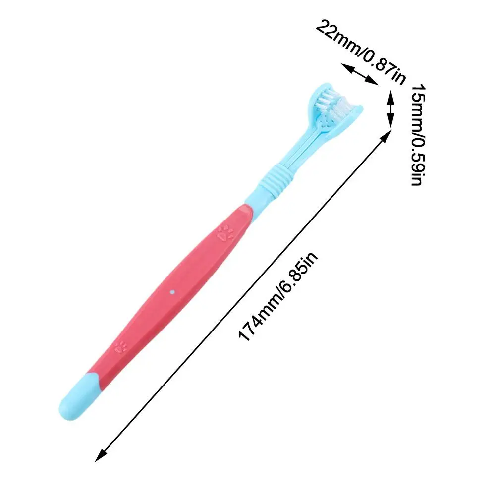 Three Sided Pet Toothbrush Three-Head Pet Toothbrush For Dogs And Cats Oral Cleaning Brush Care Products Tool Wholesale images - 6