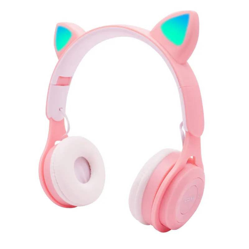 

1pcs Cute Cat Ears Wireless Headphone Stereo Music Helmet Flash Light with Mic Control LED Kid Girl Phone Bluetooth Headset