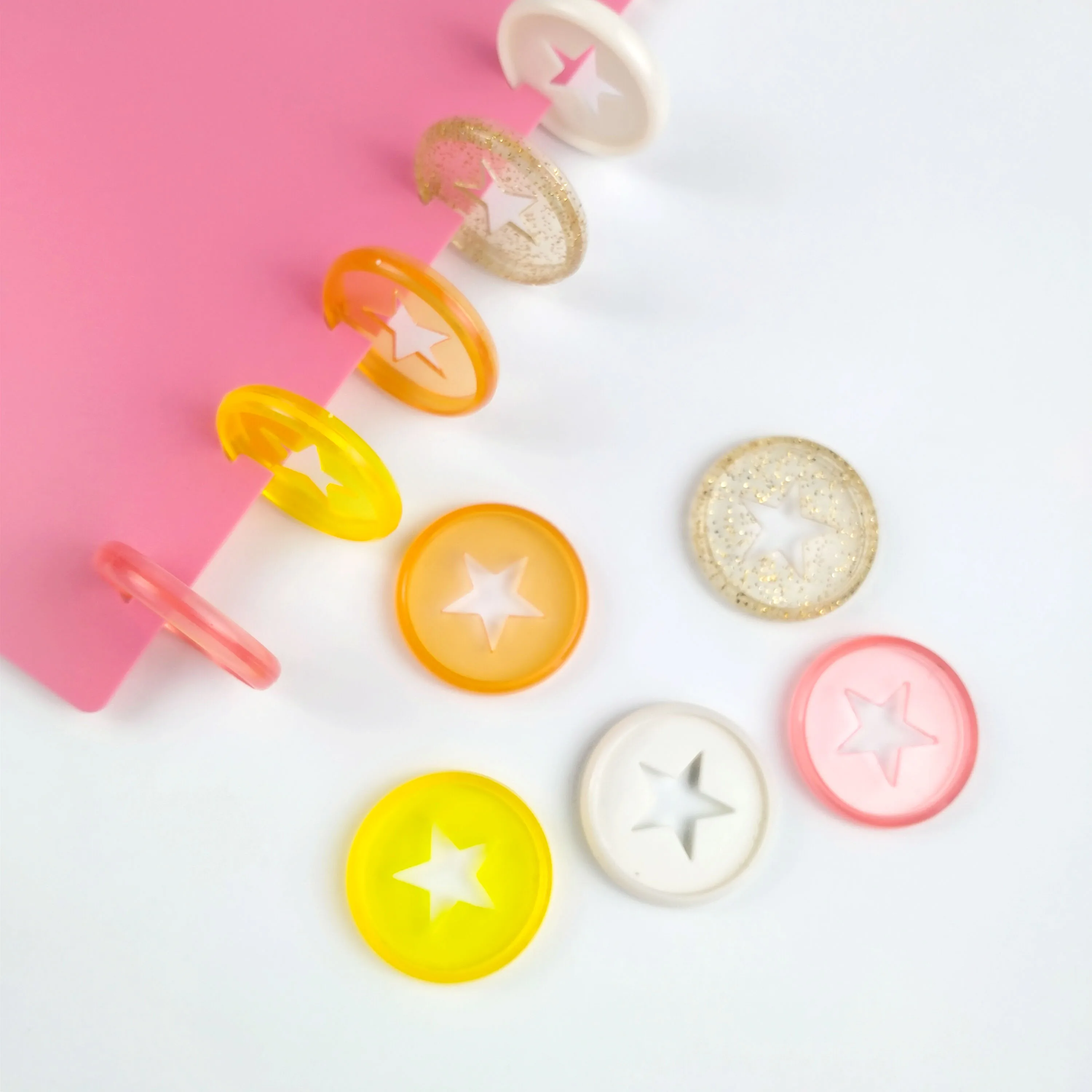 Binder Chest 12pcs 30MM Star Disc Mushroom Hole Binder Discs Notebook Loose leaf Discs Plastic Mini Ring Journal Rings