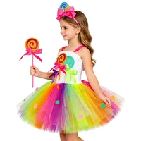 Costume de sucette arc-en-ciel pour filles, robe de princesse Tutu de fête d'anniversaire, robe de bal, vêtements de carnaval, de noël et d'halloween pour enfants 4