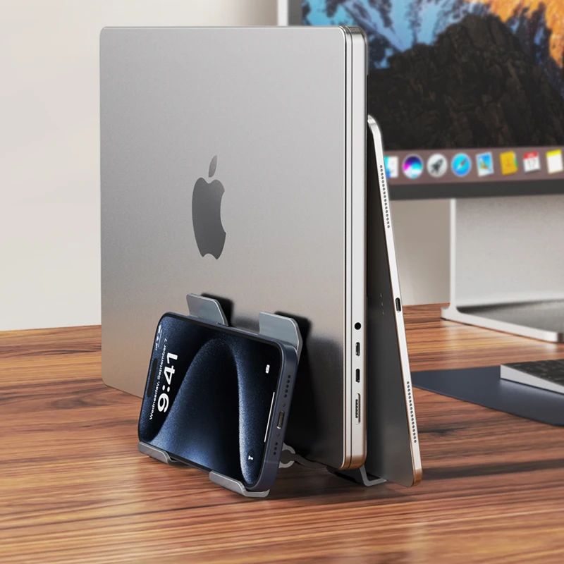 CABLETIME Vertical Laptop Stand Automatically Shrink Space-Saving Tablet Stand Smart Gravity Locking for MacBook Surface iPad