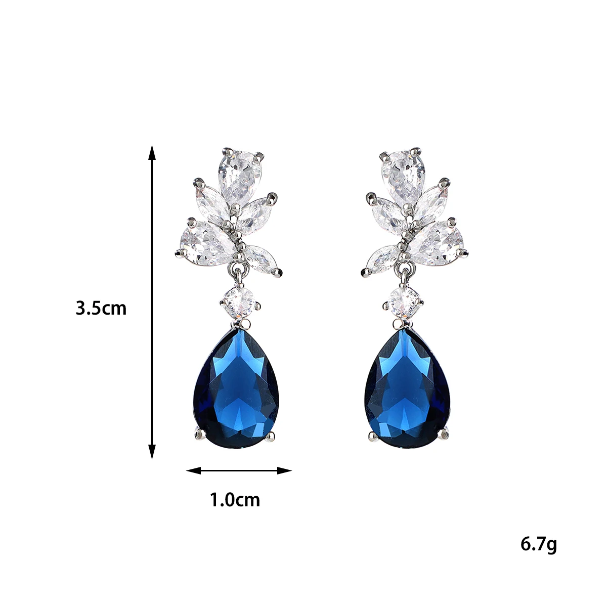 Elegant Sapphire Blue Cubic Teardrop Earrings for Wedding Parties