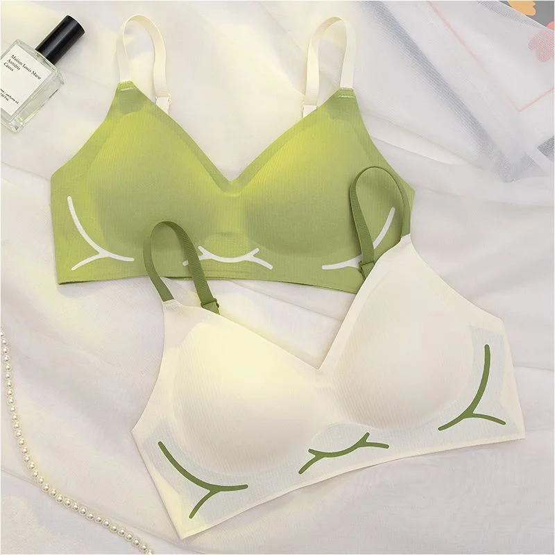

New Seamless Wireless Comfortable Thin Underwear Women Sports Small Chest Push-Up Bra Set