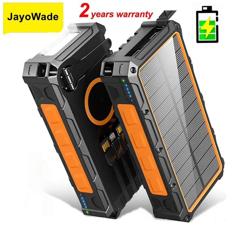 JayoWade Portable Wireless Fast Charger Solar Hand Crank Powerbank USB Input 20000Mah Capacity 10W Output Power Bank 6