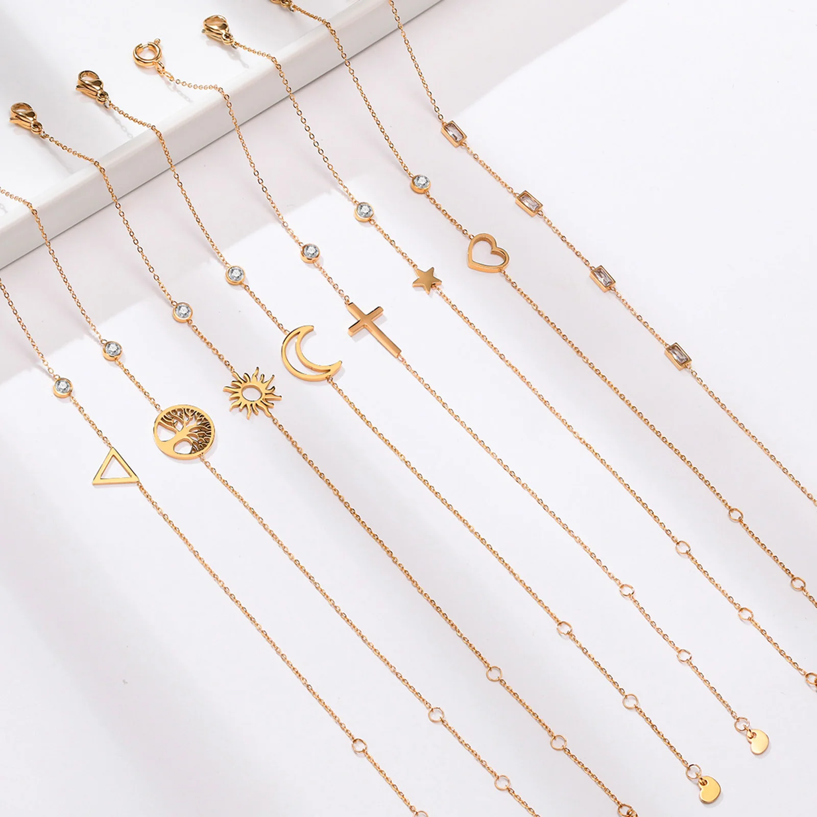 Stainless steel bracelet metal bracelet Stainless Steel Sun Chain Bracelet Adjustable Charm Sunburst Wrist Stackable Link Bracelet Minimalist Jewelry