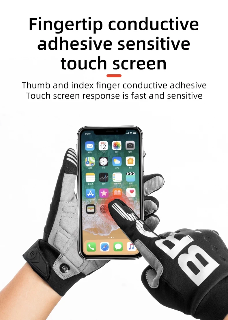 ROCKBROS Fahrradhandschuhe Touchscreen Wasserdicht MTB Fahrradhandschuhe Thermal Warm Lokaler Versand Autunm Sportausrüstung – Detail 6