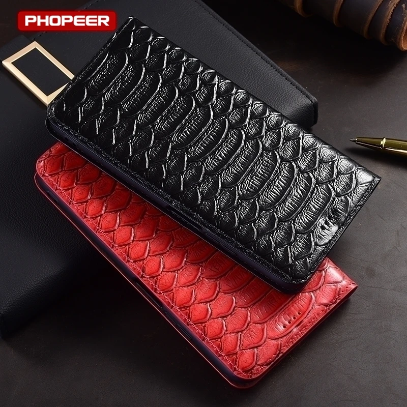 Premium Genuine Leather Flip Wallet Phone Case - Classic Book Style Cover
