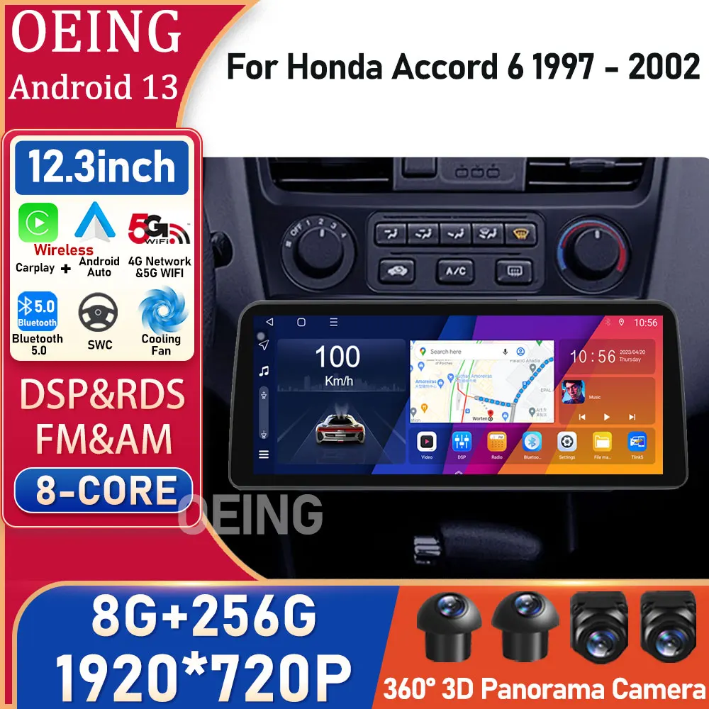 

Для Honda Accord 6 1997 - 2002 AI Голосовое управление беспроводное Carplay Android автомобильное радио Автомобильный мультимедийный плеер GPS навигатор монитор