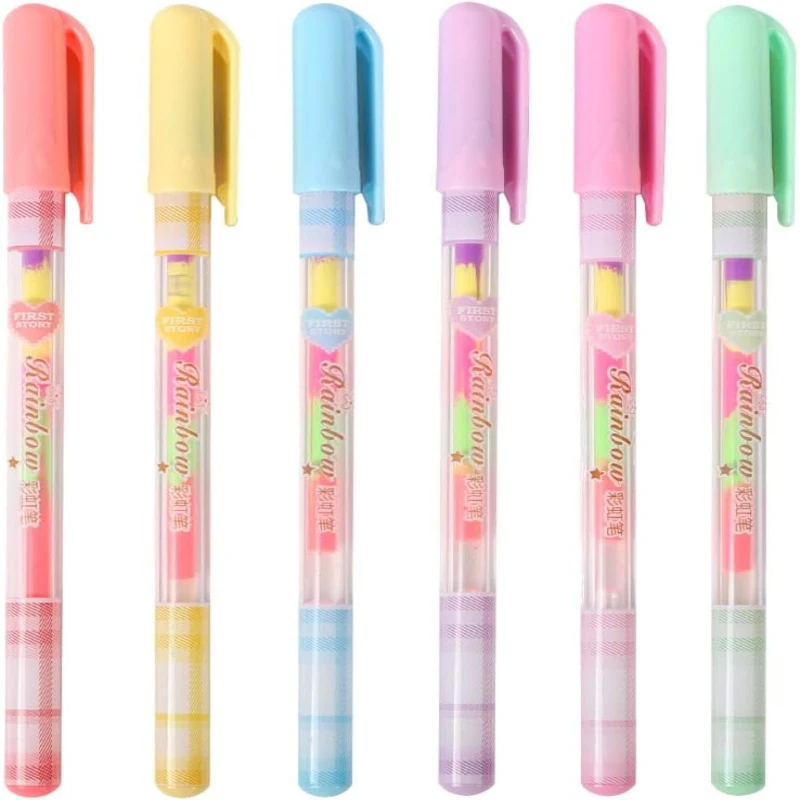 30 Pcs 6-in-1 Rainbow Pens Kawaii Candy 6 Colors Neutral Pen Colorful Magic Gel Pens for Class Notes, Doodling Drawing Sketching
