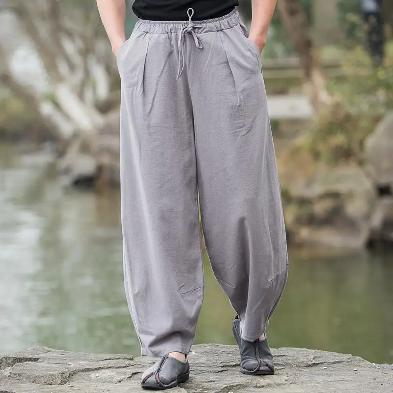 2023 Spring Autumn KPOP Fashion Style Harajuku Slim Fit Trousers Loose All Match Casual Pants Flax Wide Leg Pants Knickerbockers