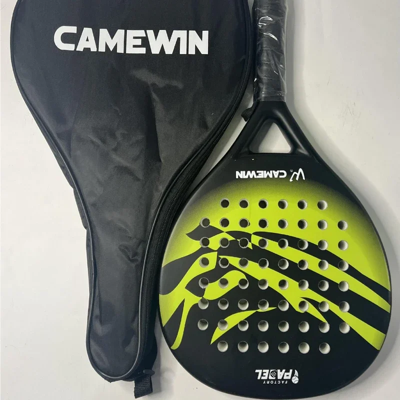Pro-Level Padel Racket-3K Carbon Fiber & EVA High-Bounce Core w/Tec Rubber Grip, Tournament-Ready Round Shape Includes Cover