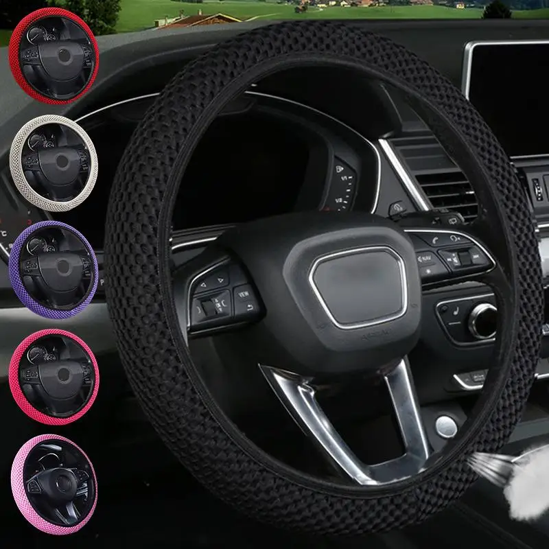 Coprivolante universale per auto con fascia elastica 37-38 cm, traspirante e antiscivolo per uso quotidiano e guida a lunga distanza