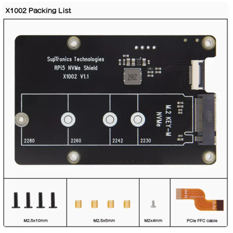 SSD   HAT X1002 2280 2242 2230, Pi5   5 PCIe to M.2 NVMe